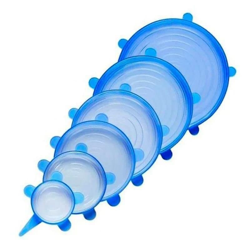 Kit 6 Tampa de Silicone Pote Panela Universal Flexível Atóxico Livre de BPA Panela Copo Xícara Fruta