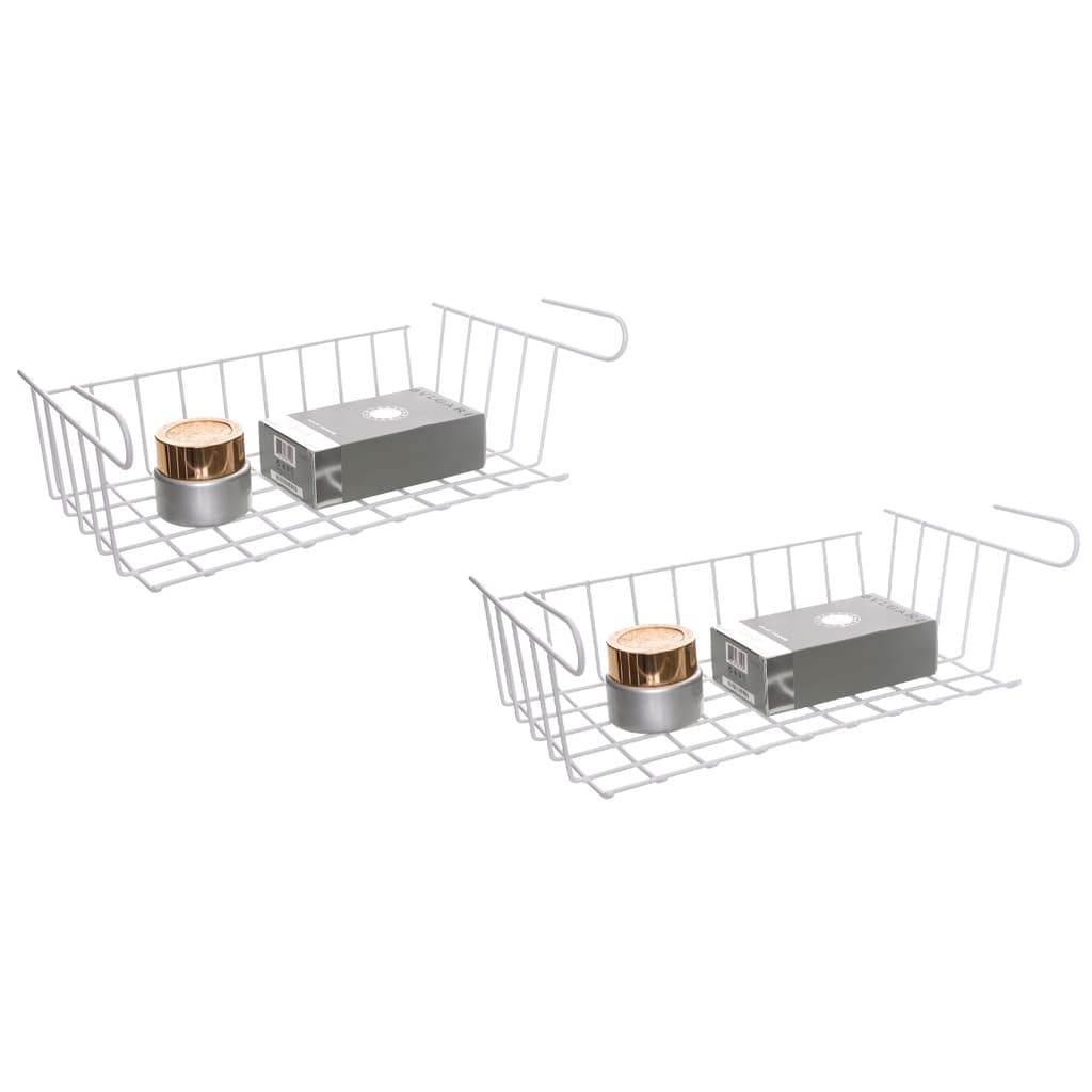 Kit 02 Gavetex Aramado Prateleira Organizador Grande  De Armário Branco De Aço Cesto