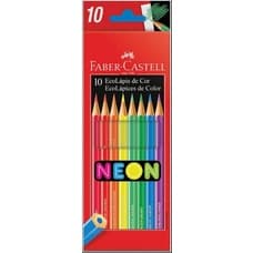 Lapis de cor, Faber-Castell, 120410N, cores neon, estojo com 10 cores, Multicor