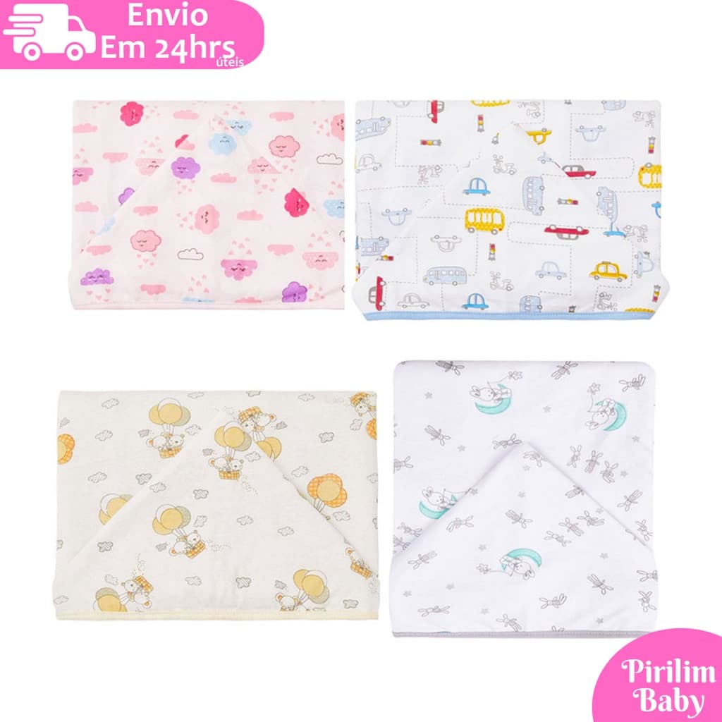 Toalha de Banho de Bebê Papi Malha 100% algodão Forrada com Capuz Estampada 94cm x 70cm