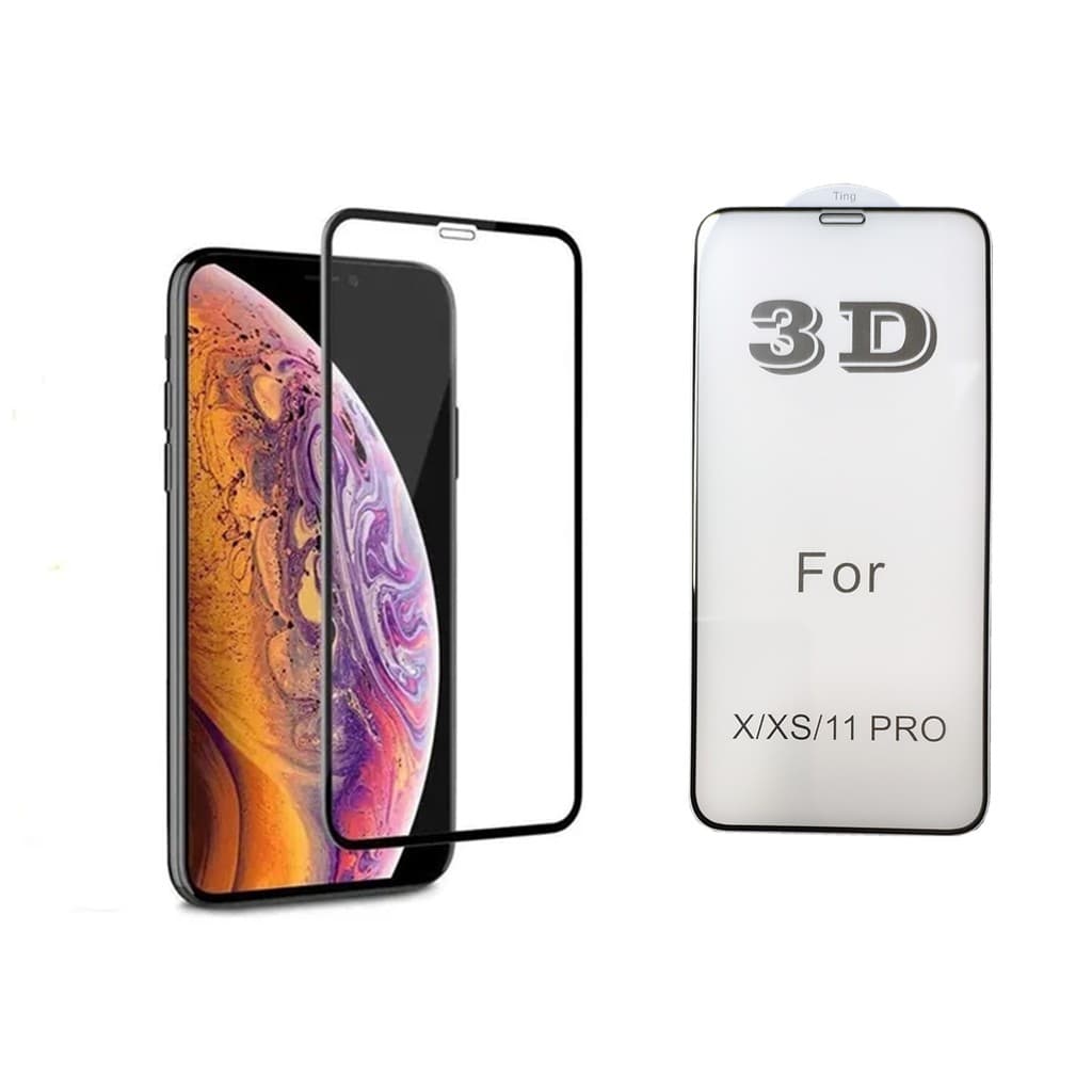 Película vidro 3D 9H iPhone 6 6s 7 8 Plus X Xr Xs Max 11 12 Pro Max