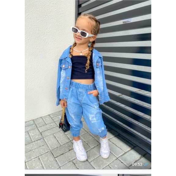 kit jaqueta +calça jeans joguer blogueirinha