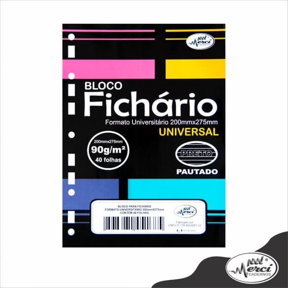 Bloco para Fichário Universal 90g/m² 40 Folhas