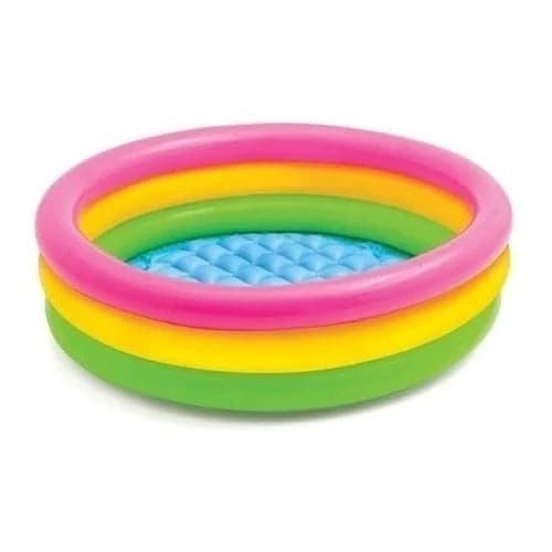 Piscina Pequena Criança Bebê Forrada Colorida Baby Intex 56 litros 3 Anéis 1 A 3 Anos