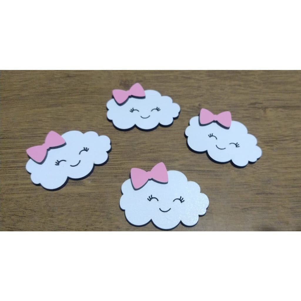 Kit 20 Apliques de Nuvem Laço Chuva de Benção