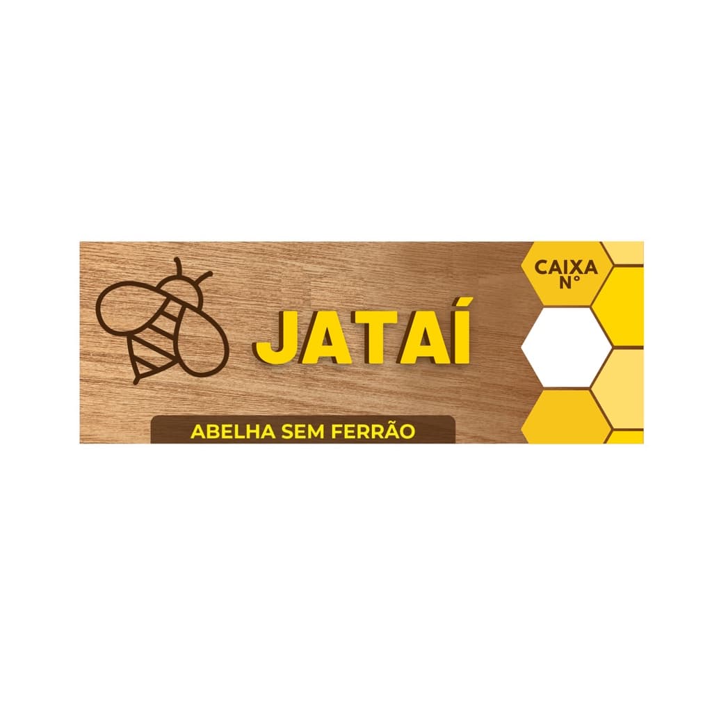Placa de Identificação Para Caixa De Abelhas Jataí 11x4cm PVC 1mm Asf