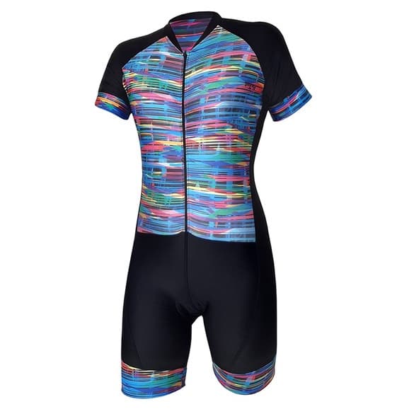 Macaquinho De Ciclismo Feminino Be Fast Listras Forro Gel