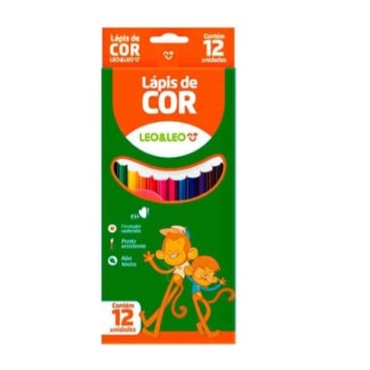 Lápis De Cor Escolar Redondo 12 Cores Leo &Leo