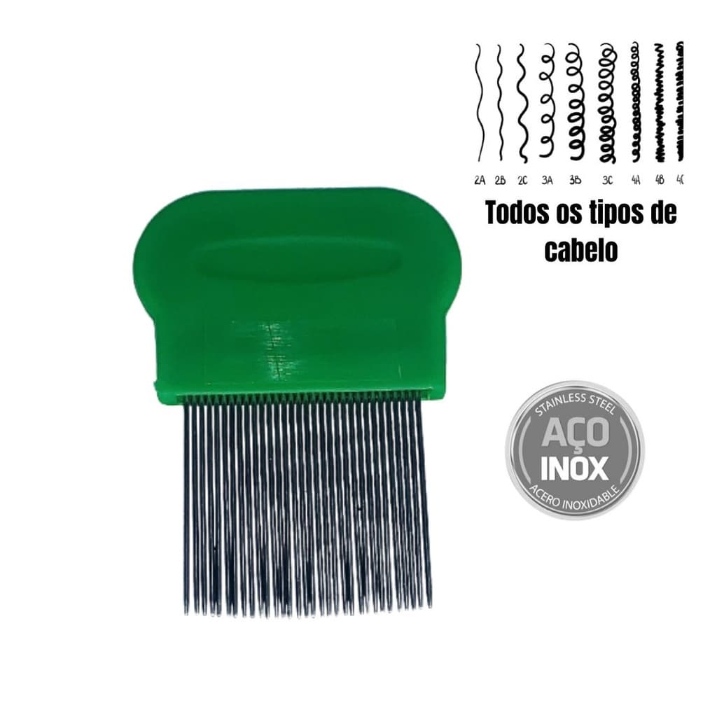 Pente Fino Para Piolho E Lendeas Antipiolhos Eficaz Uso Fios Capilares Não Agride Couro Cabeludo Aço Inox Verde