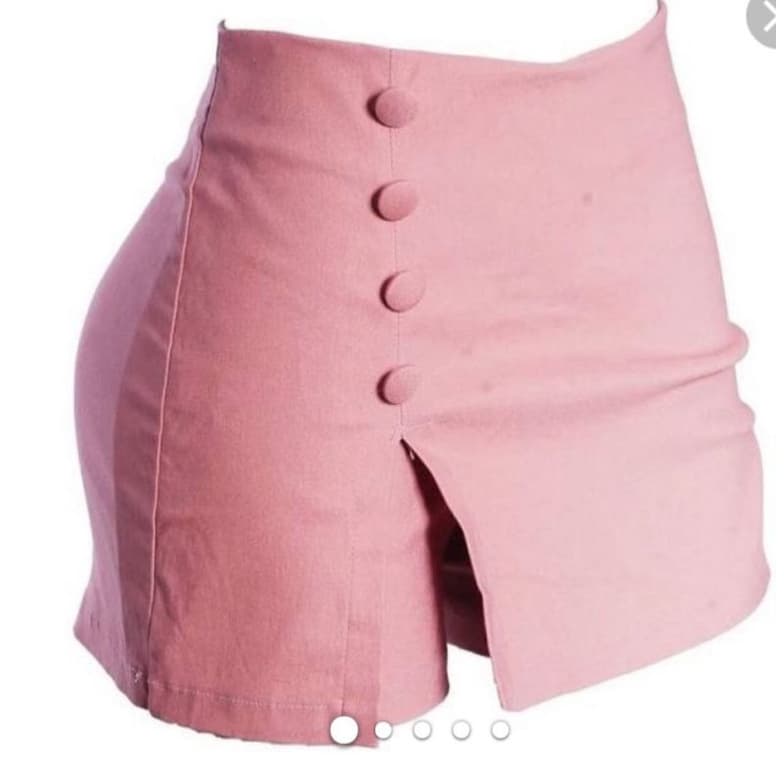 Short Saia Bengaline Cintura Alta Com Botões Lateral