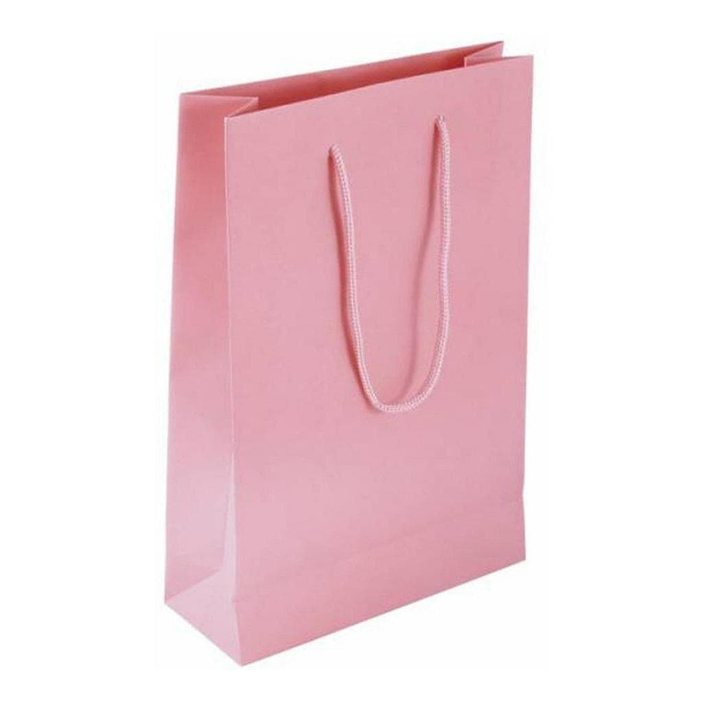 50 Sacola De Papel Rosa Bebê Presente 25x17x6cm Bolsa Festa