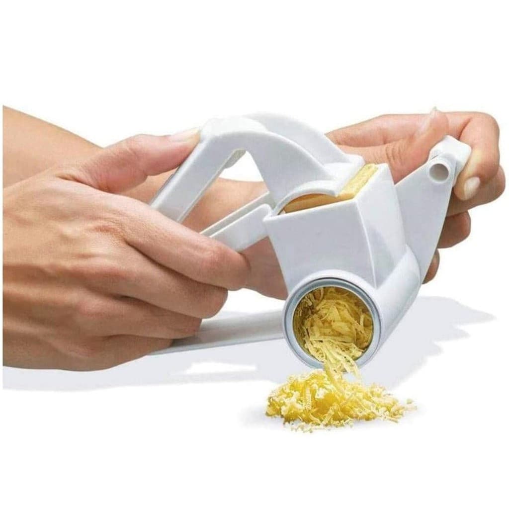 Fatiador Ralador De Queijo Manual Com Manivela - Aço Inox E Plástico