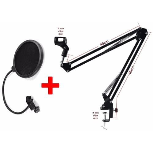 Kit Pedestal Articulado Haste P Microfone Pop Filter Dreamer