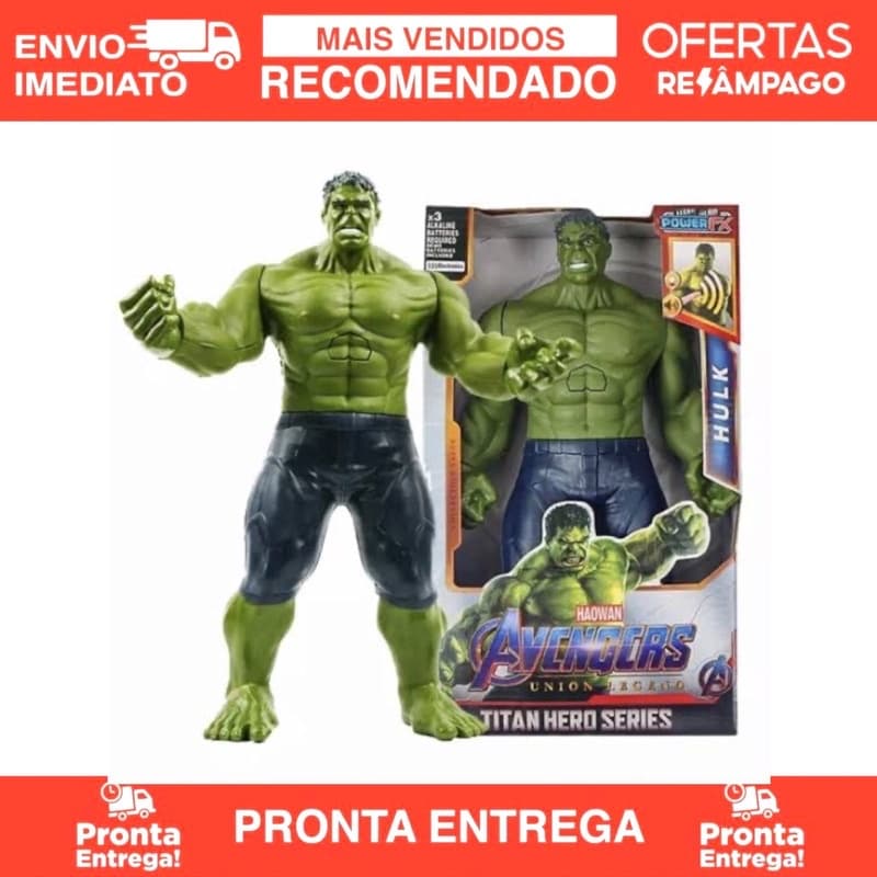 Boneco Hulk Articulado Grande 30 Cm Vingadores Com Luz E Som Envio Imediato