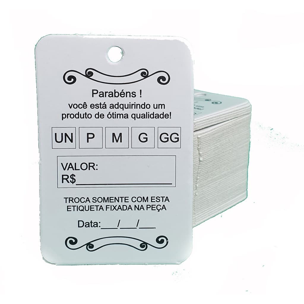 Tag Para Roupas , Preço, Tamanho Com 50 Unidades