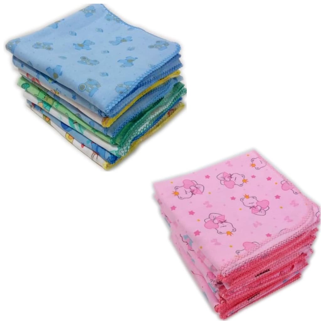 Kit 3 Cueiro Flanelado Estampado Gigante 80x80cm Com Crochê