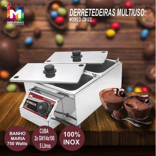 Derretedeira Chocolate Multiuso Cm-5l/2 - Inovamaq - 2 cubas