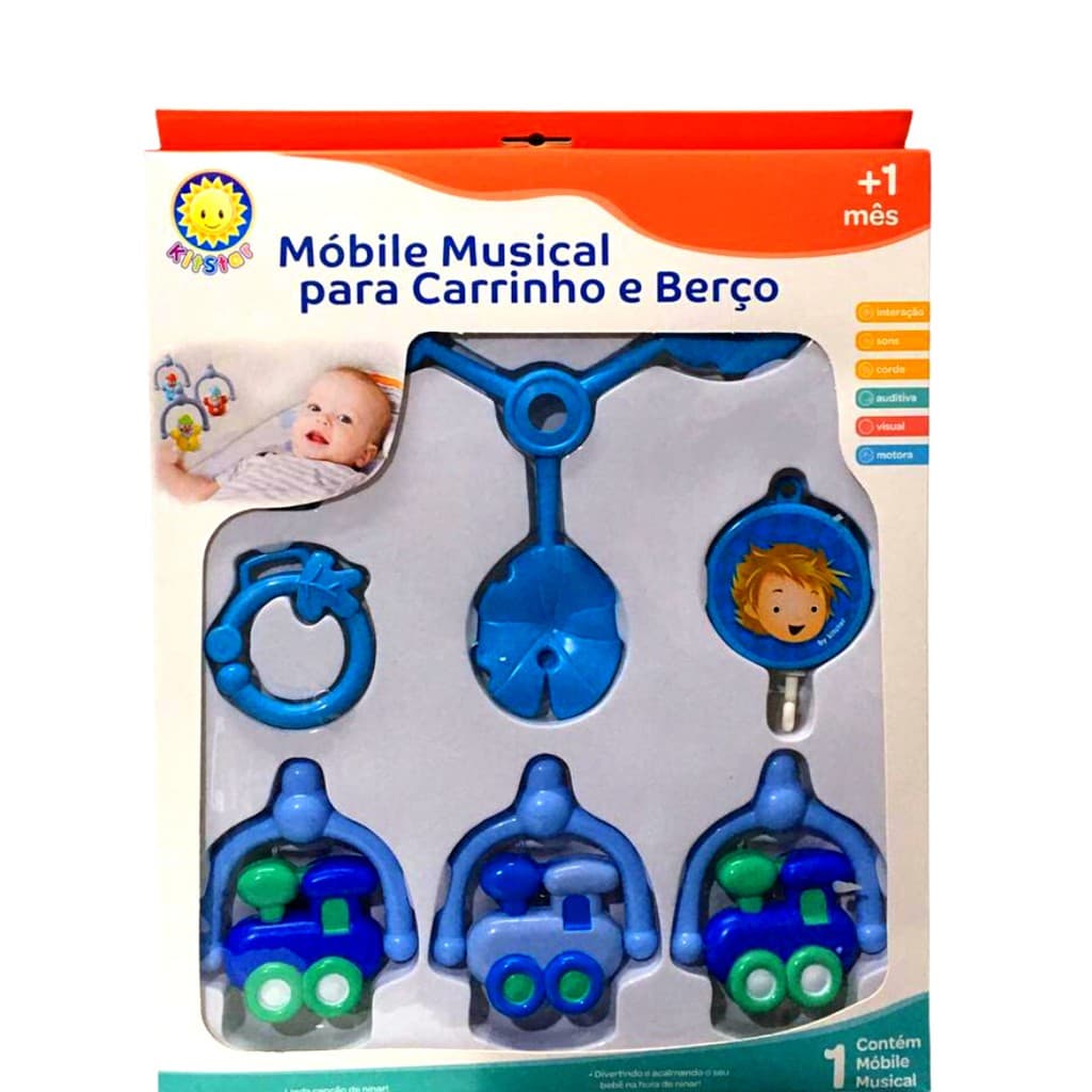 Móbile Berço Bebê Musical E Giratório Carrinho Azul