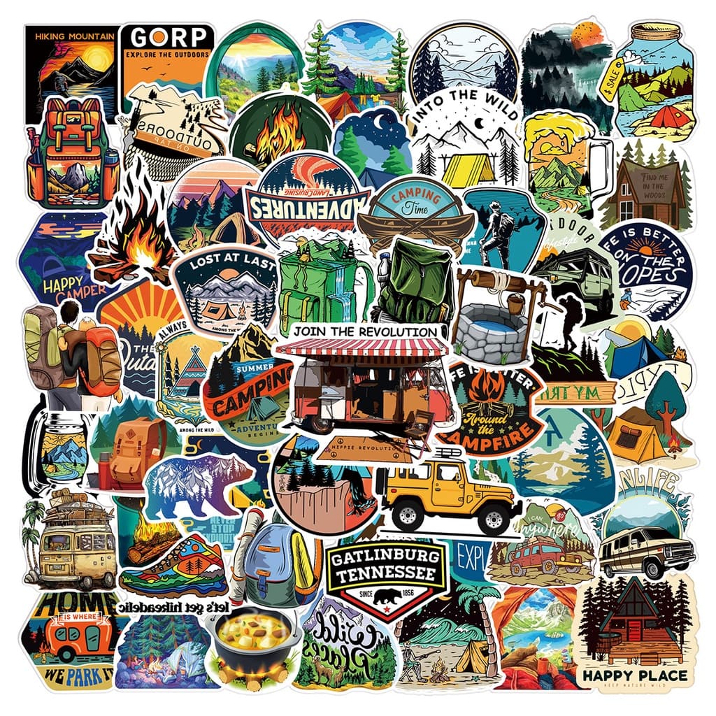 100/50/25/10 Pcs Outdoor Camping Floresta Paisagem Graffiti Adesivos Para Bicicleta Portátil Capacete À Prova D'água Decalque