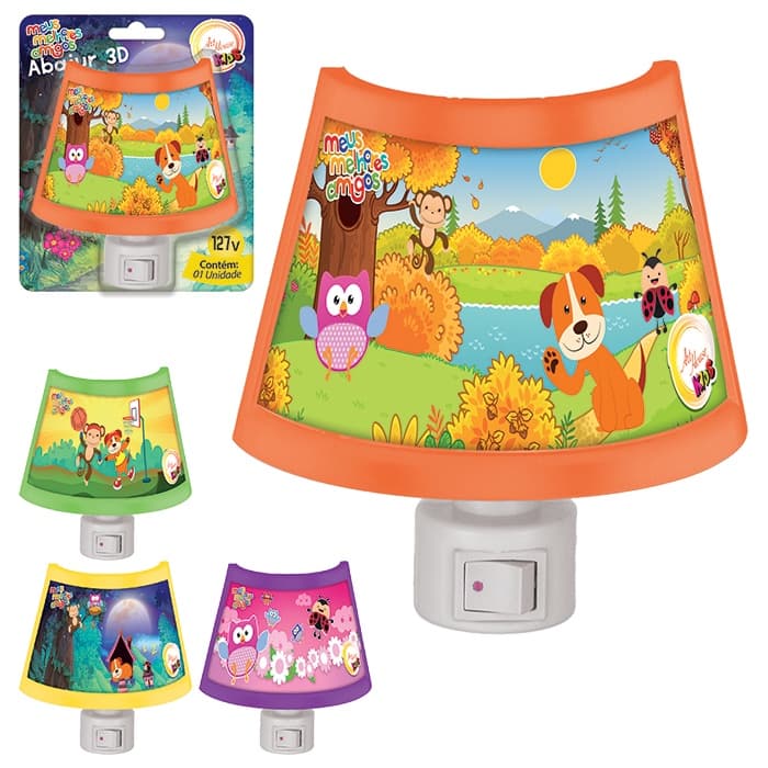 Abajur De Parede Luminária Infantil Com desenho 3d Bivolt