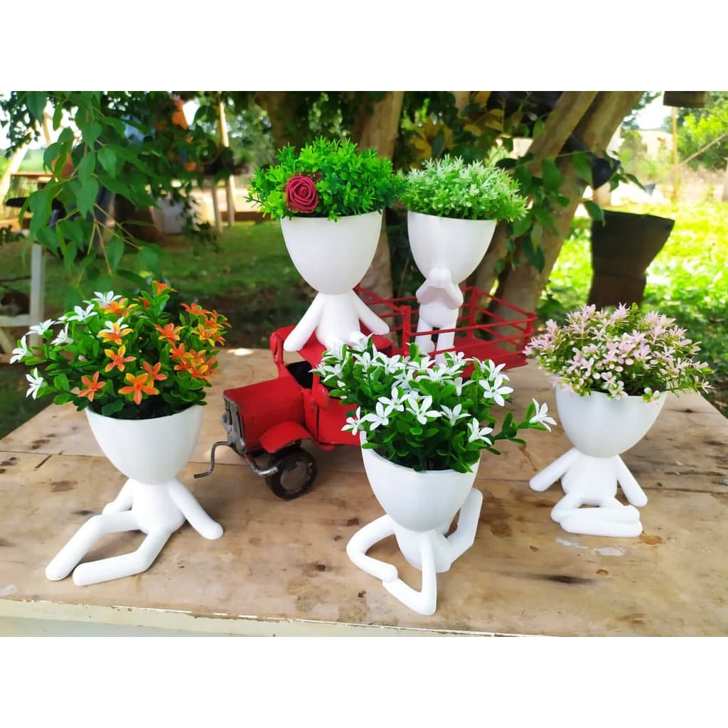 Kit 5 Vasinhos Decorativos Bob Plant para Suculentas