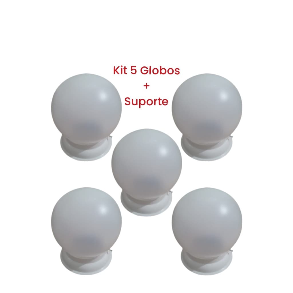 Kit 5 Globo Bolinha 15cm com Suporte Boca 10 cm PVC Luconi