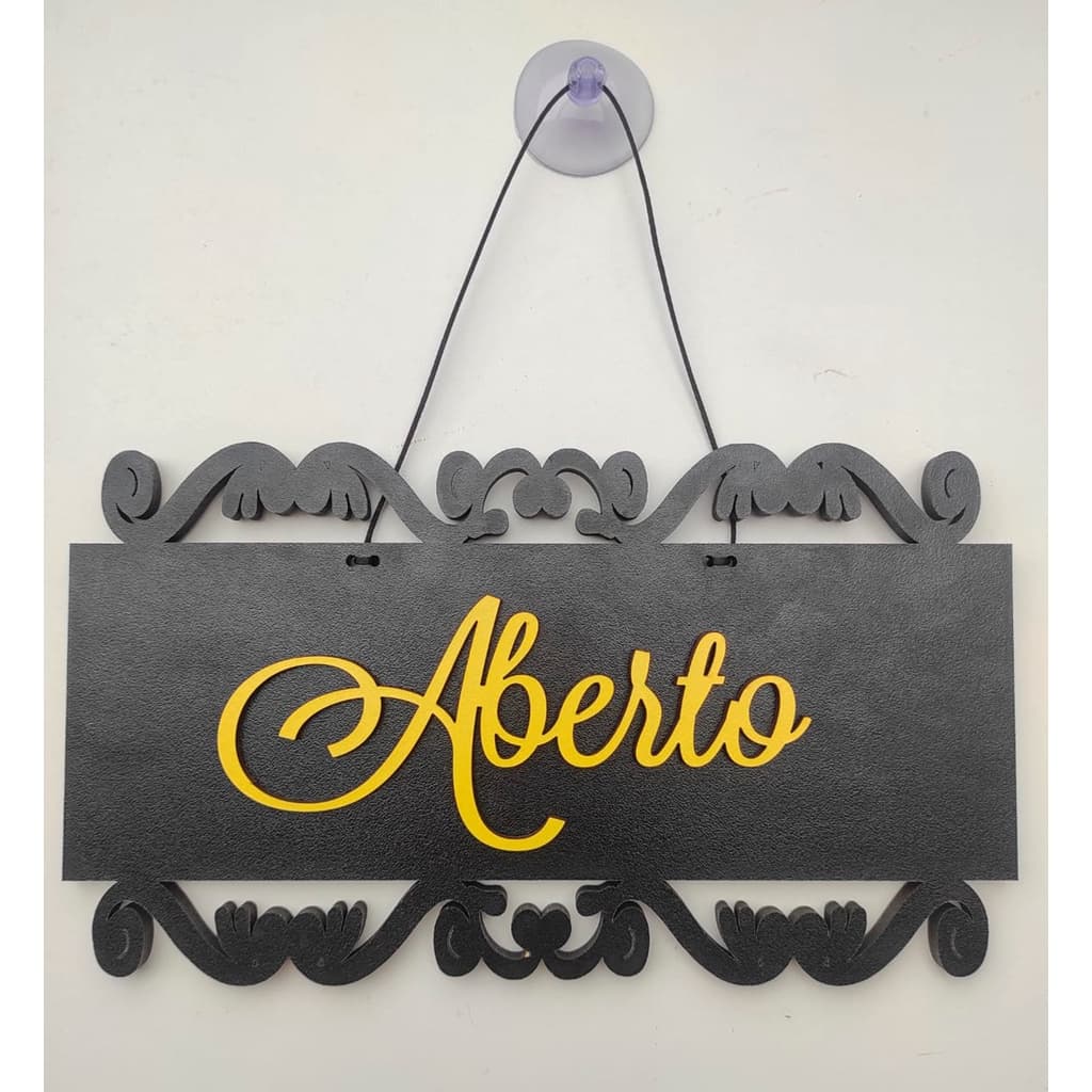 Placa Decorativa Enfeite Aberto / Fechado/ Volto Logo / Bem Vindos Mdf JÁ COM VENTOSA E CORDÃO