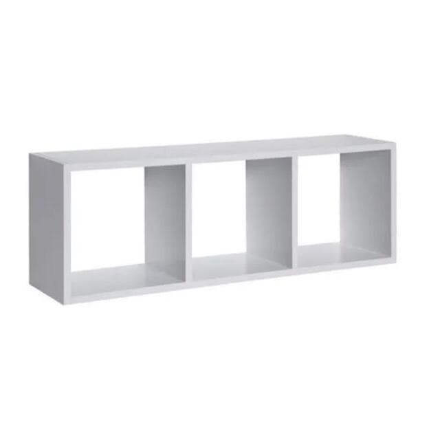 2 Nicho Triplo 50x20x8 Retangular Parede Prateleira Mdf Branco Instalação Invisível