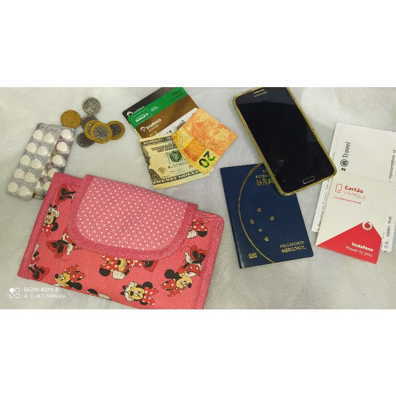 carteira de tecido, porta passaporte, porta celular, bolsa de mão