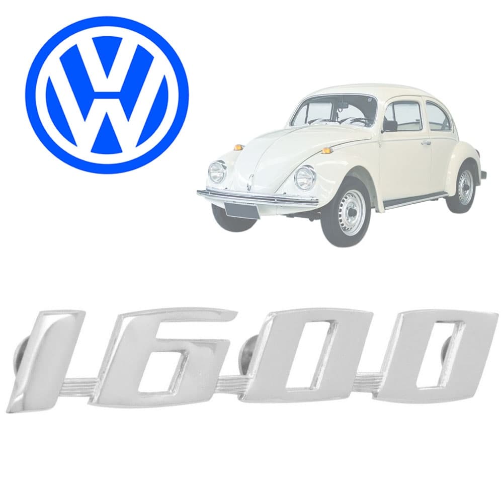emblema Volkswagen para VW Fusca 1600 inox cromado