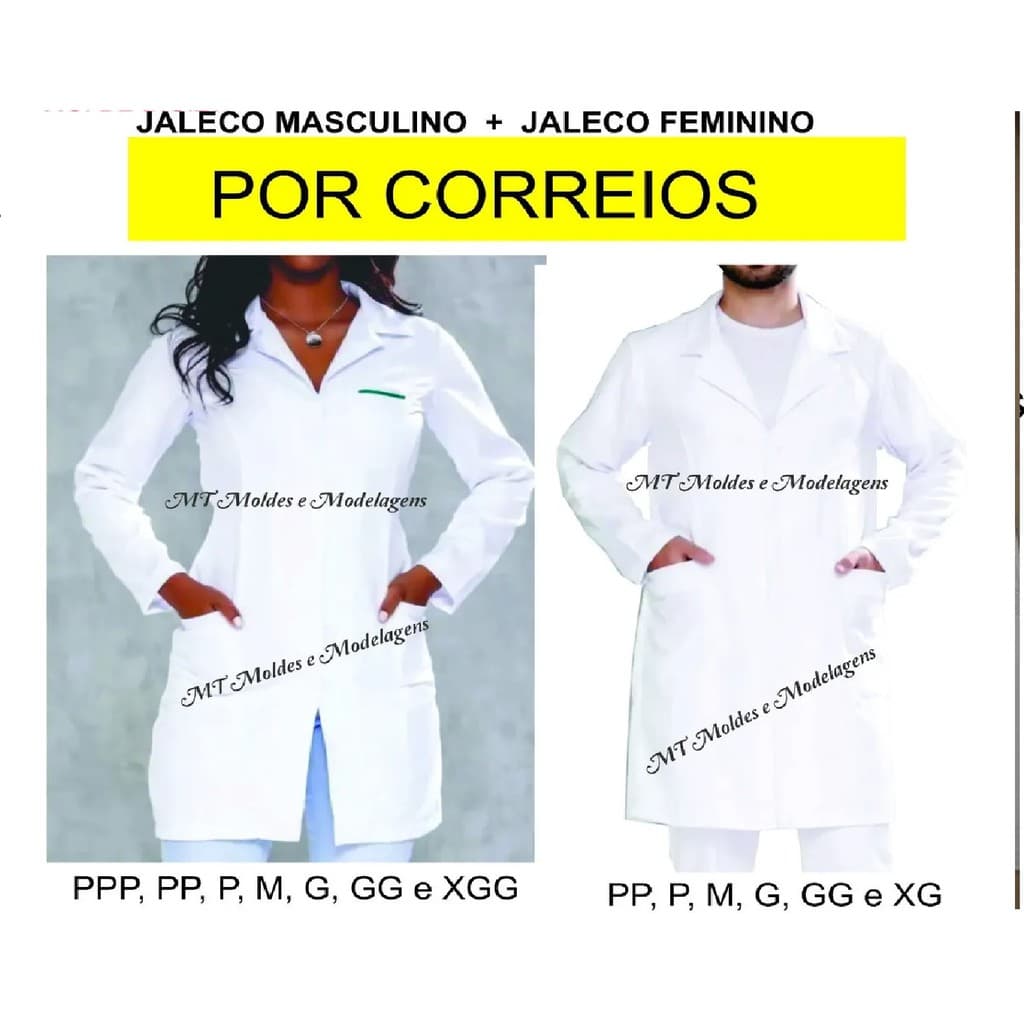 Molde Modelagem Jaleco Masculino E Jaleco Feminino Básicos 80g GRADE