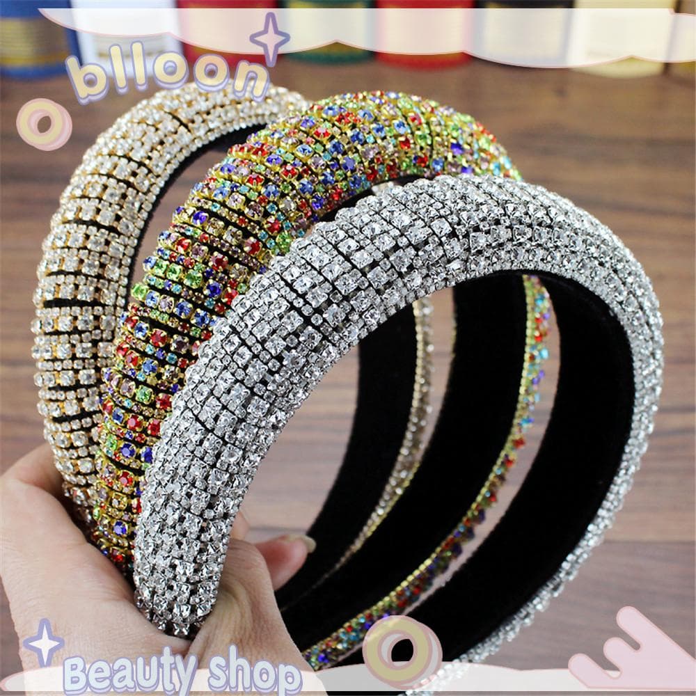 BLLOON Strass Haiband Acolchoado Argola De Cabelo Luxo Feito À Mão Cristal Completo