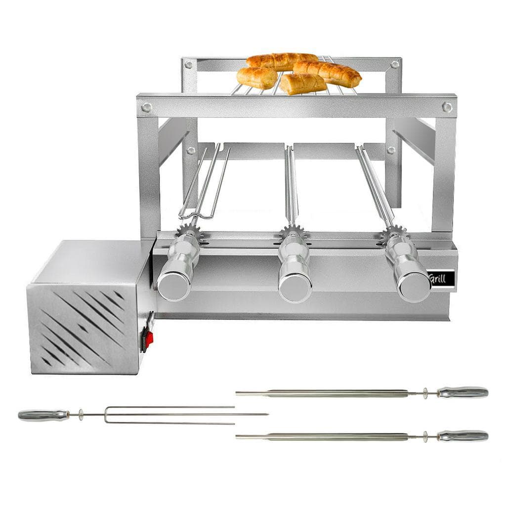 Churrasqueira Giratória Grill Inox Gira Soft Grill 3 Espetos + Grelha Modular Lado Esquerdo