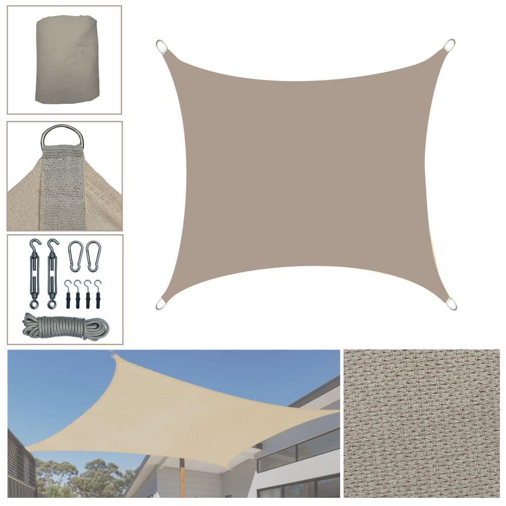 Tela Sombreamento Solar Shade 2x2m Areia Com Kit Instalacao