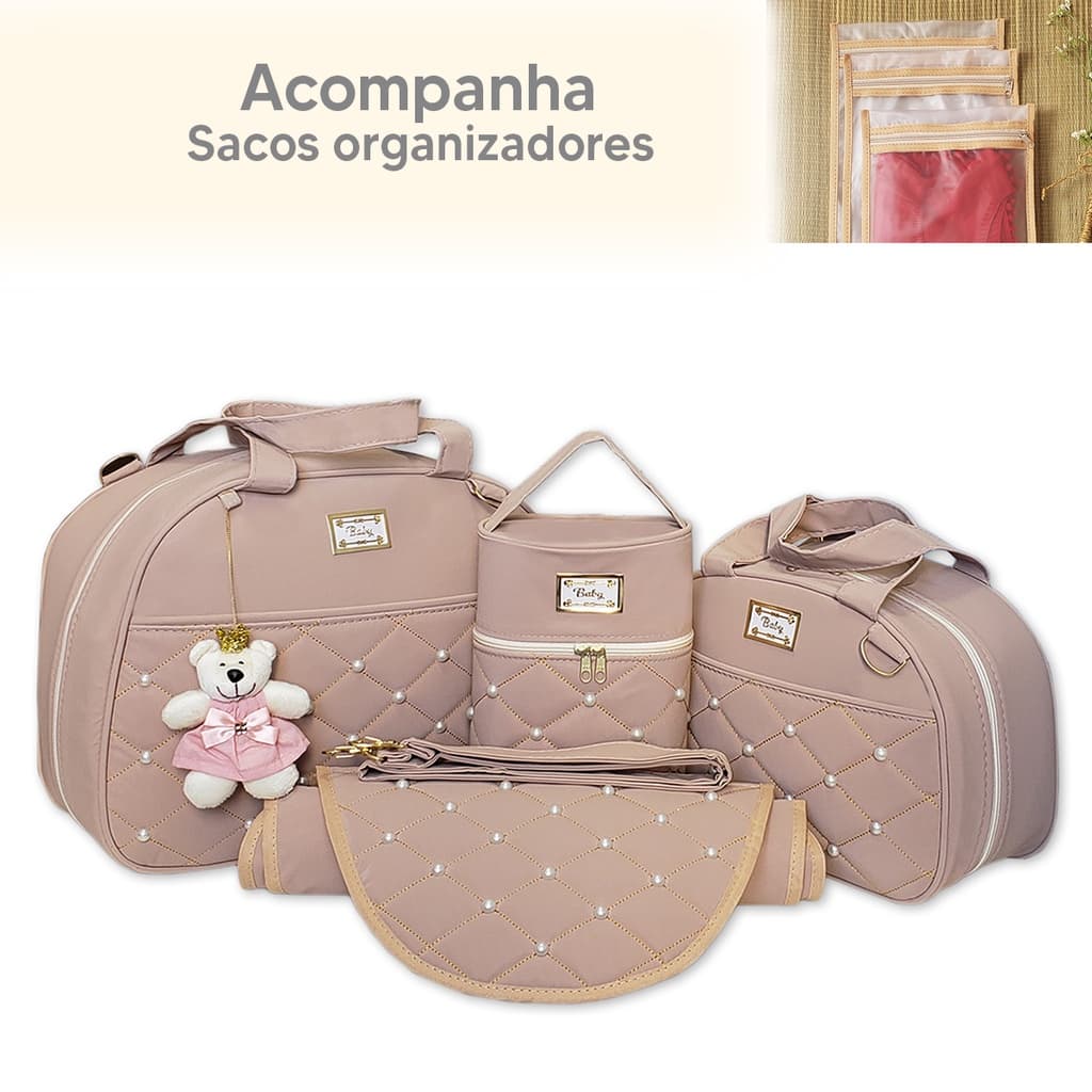 Bolsa Maternidade + Saco Organizador Saquinho de Mala Maternidade Material Impermeável