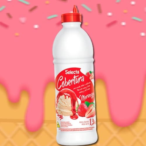 Cobertura para Sorvete Sabor Morango Selecta 1,3 Kg
