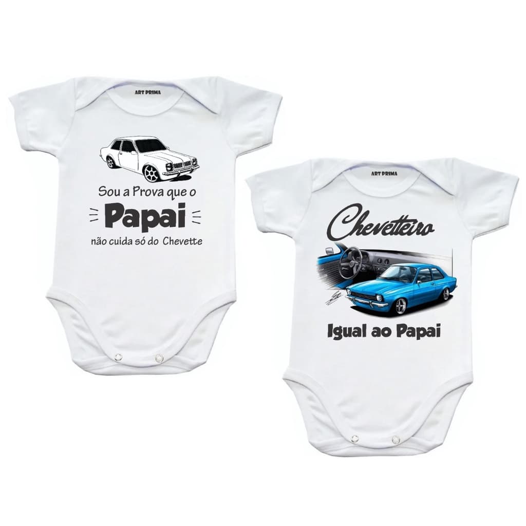 Kit 2 Body Roupa De Bebe Chevetteiro Carro Antigo  Chevete Tubarão Barato