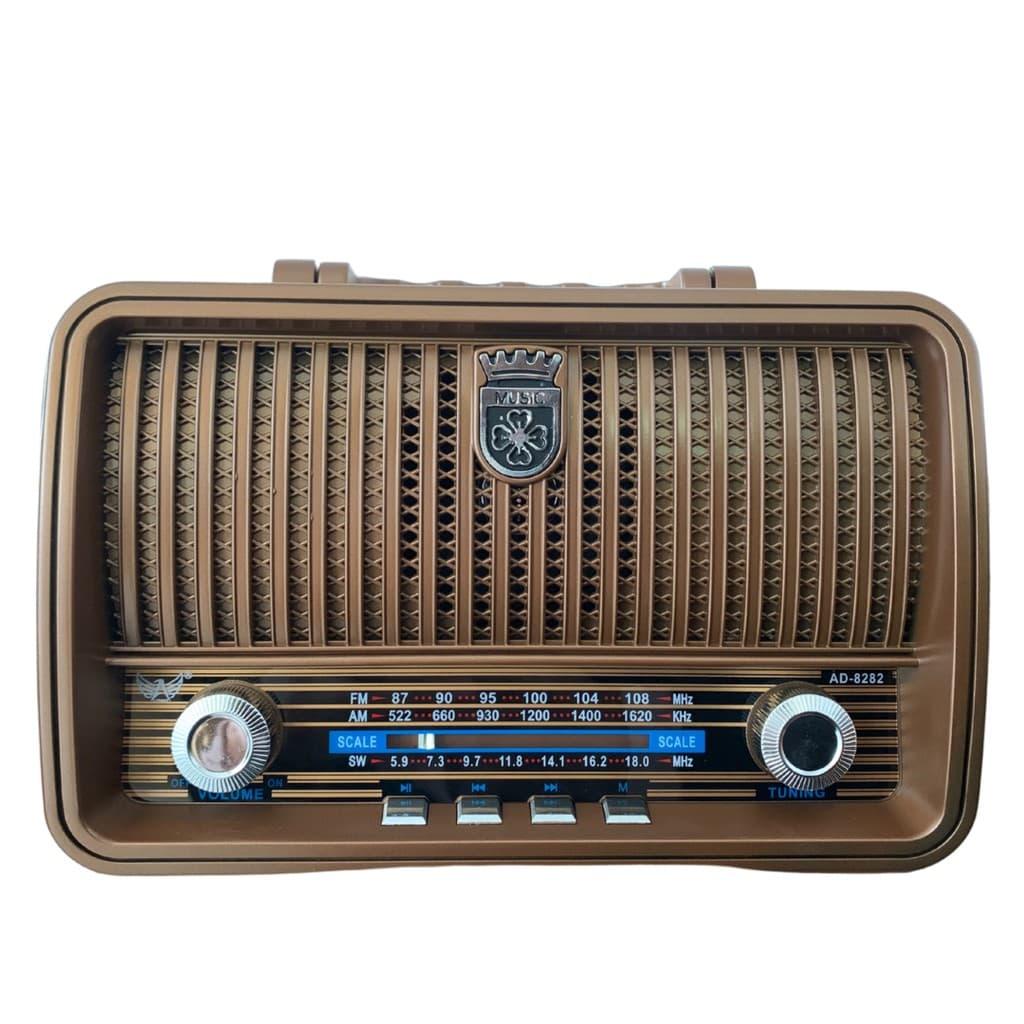 Rádio Am Fm Bluetooth Usb Retro Vintage Altomex AD8282 - Pilha Bateria E Tomada - Caixa Som Estilo Antigo Madeira AD 8282