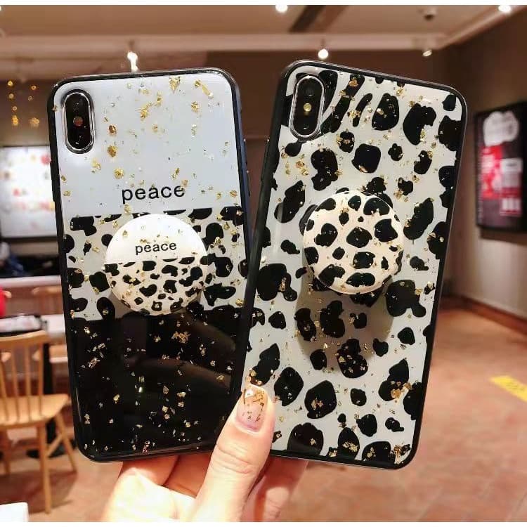 Capa de onça com brilho com pop socket