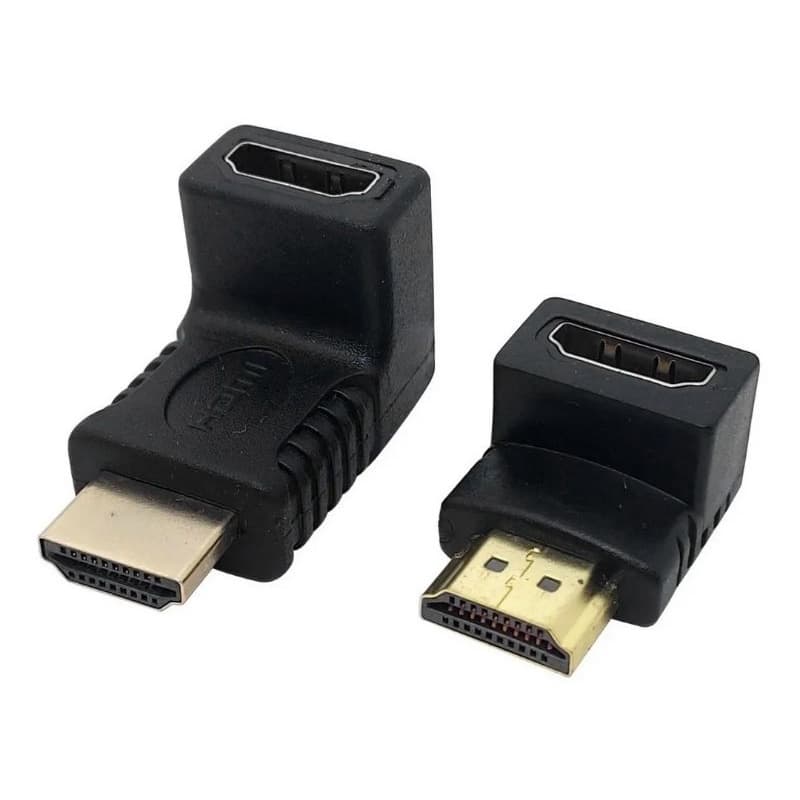 Kit 2 Adaptadores Hdmi Macho E Fêmea Em 90° Cotovelo