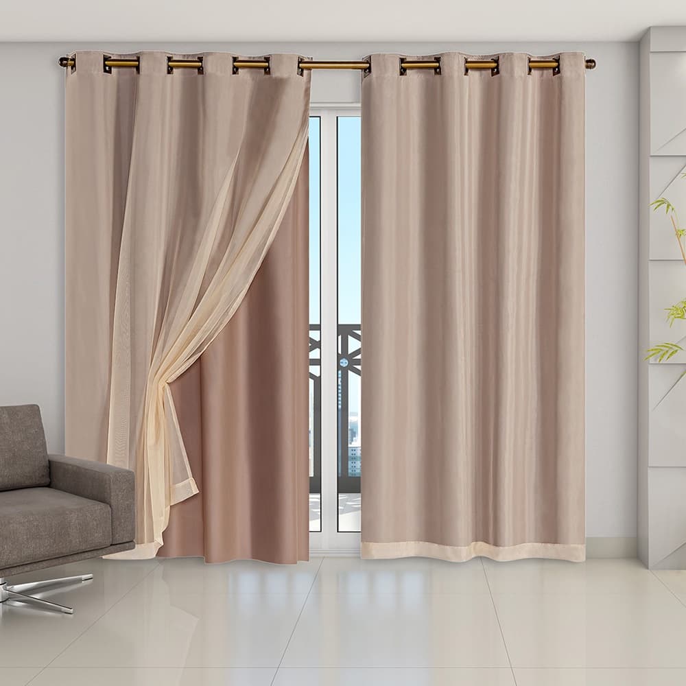 Cortina para sala blackout pvc com tecido voil liso 2,80 Largura x 2,80 Altura cortinas para escritórios, de quarto