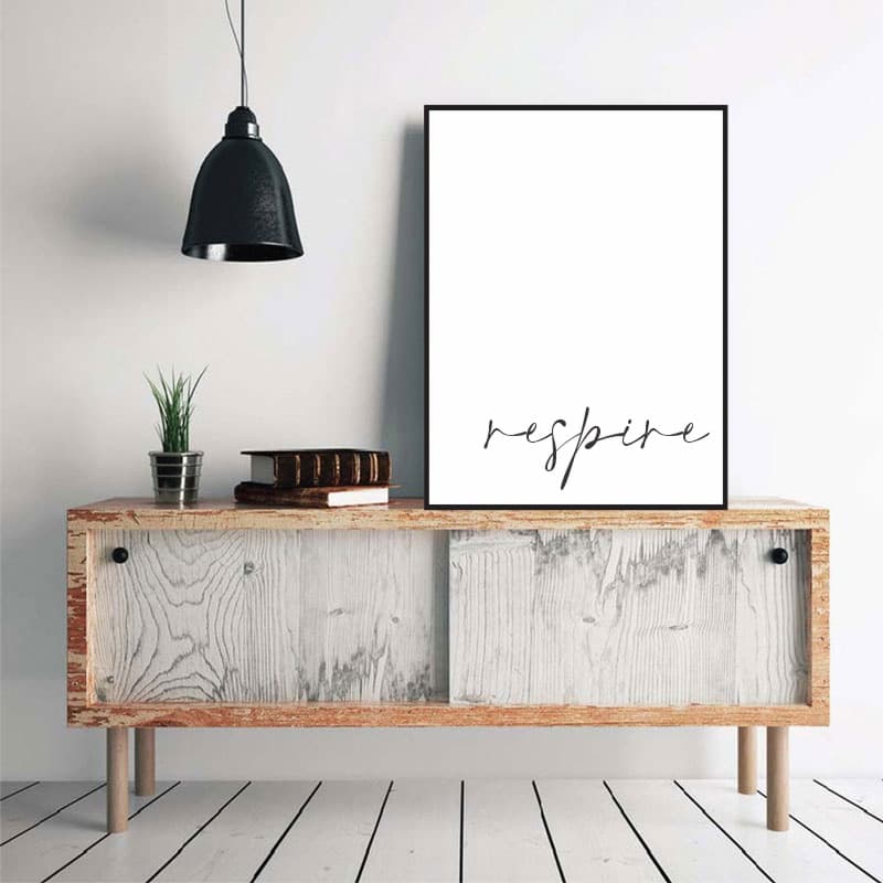 Quadro Decorativo Respire Minimalista Moldura Caixa TokQuadros