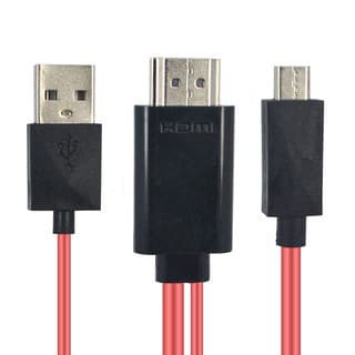Cabo HDMI MHL. Cabo Adaptador x Micro USB 5 Pinos Macho para HDMI Macho + Auxiliar Energia. Tamanho: 2 Metros. Blindado