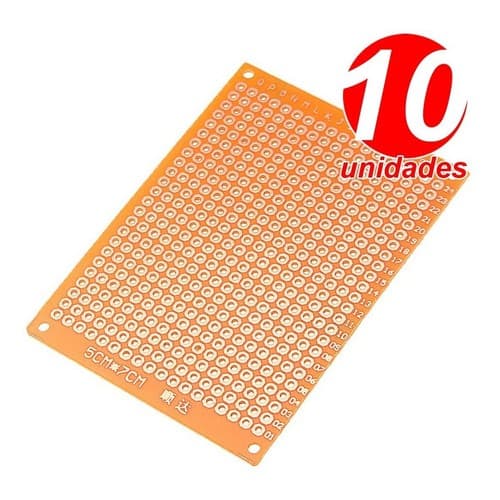Kit 10 Placas De Fenolite Ilhada 5 X 7 Cm Pcb Perfurada
