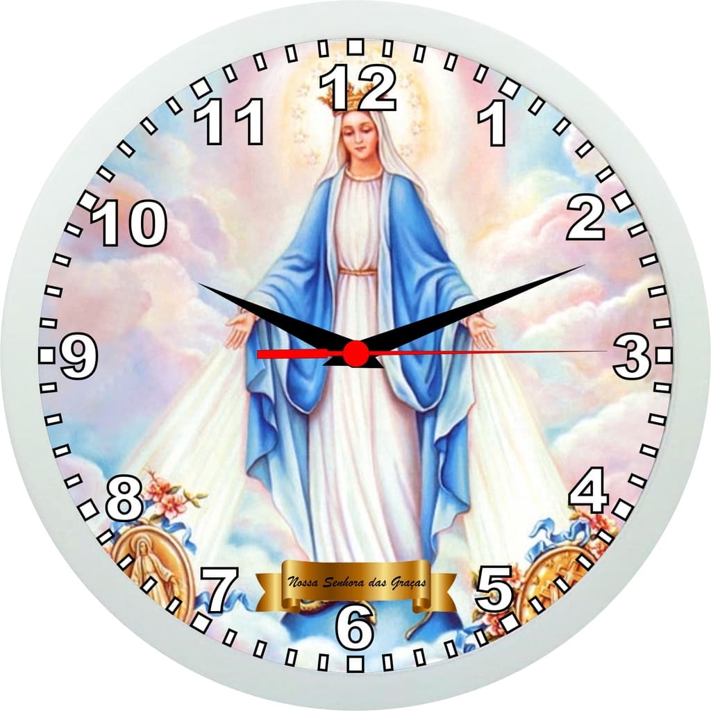 Relógio De Parede Nossa Senhora Das Graças - Santos Católicos - 24cm