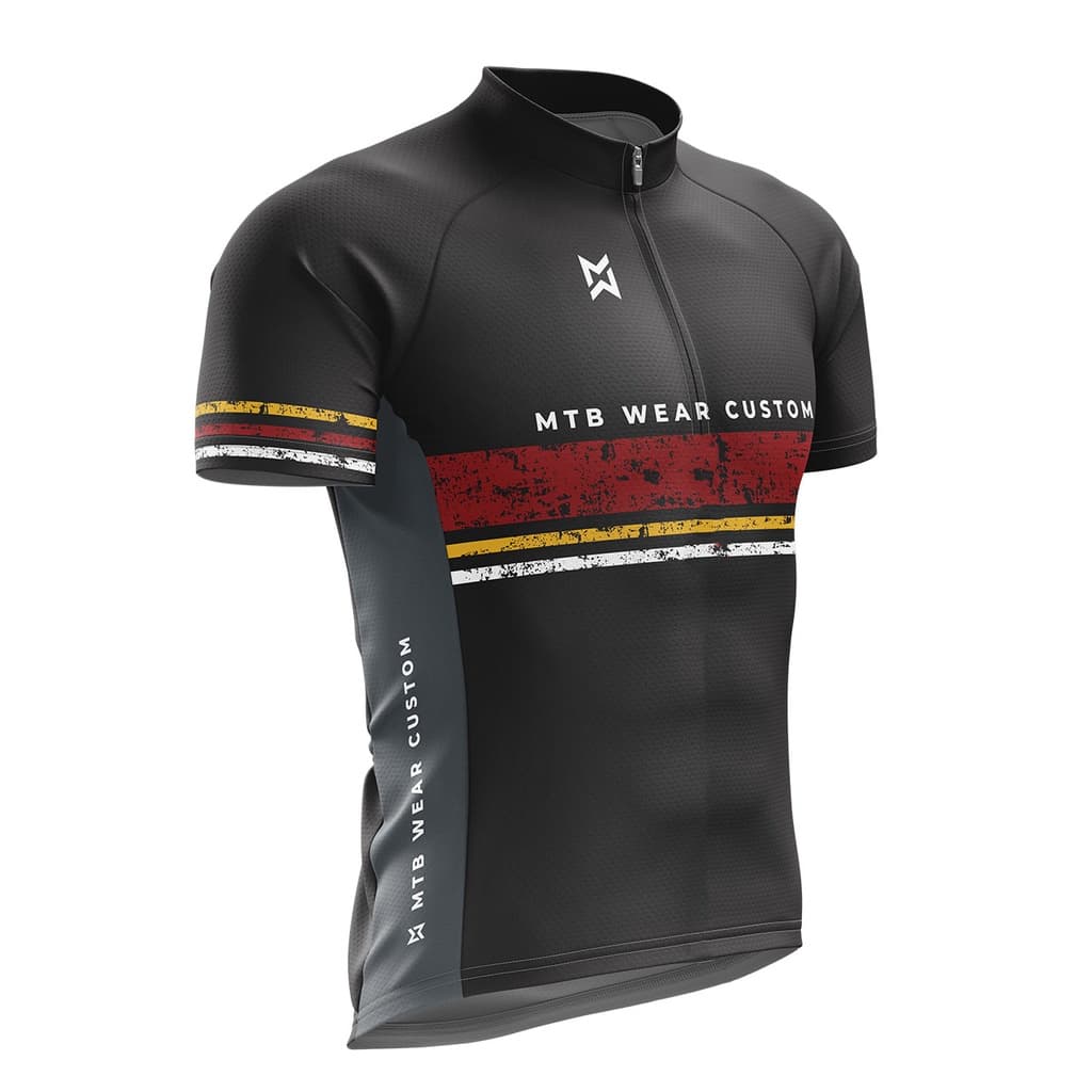 Camisa Ciclismo Camiseta Para Ciclista MTB  Preta Faixa Vermelha Proteção UV