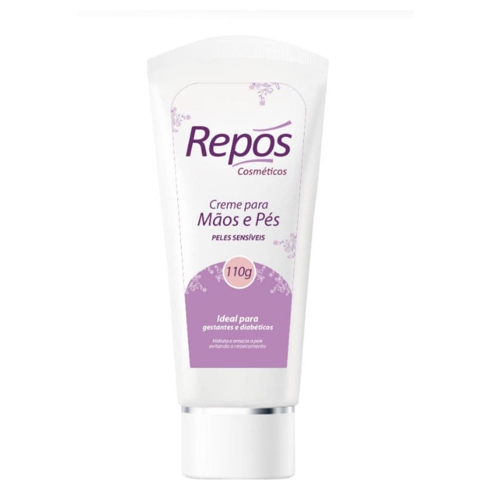 Creme Peles Sensiveis Repos Mãos e Pés, Ideal P/ Gestantes E Diabéticos 110g Repós - Pele Delicada