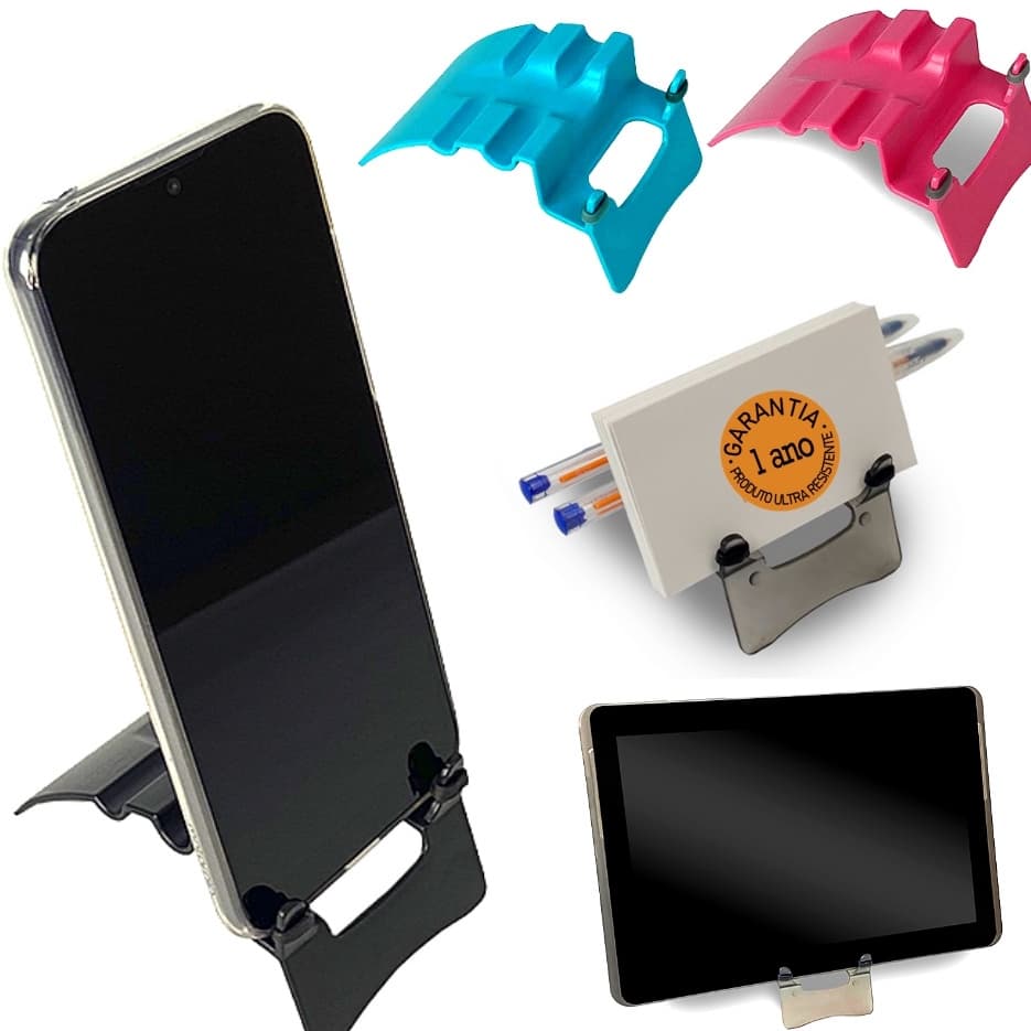 Suporte para Celular, Cartão ou Canetas de mesa -Apoio Preto, Fume, Rosa ou Azul reliza