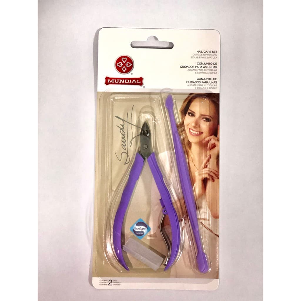 KIT Sandy Alicate de Unha  + Espátula Dupla - MUNDIAL (roxo)