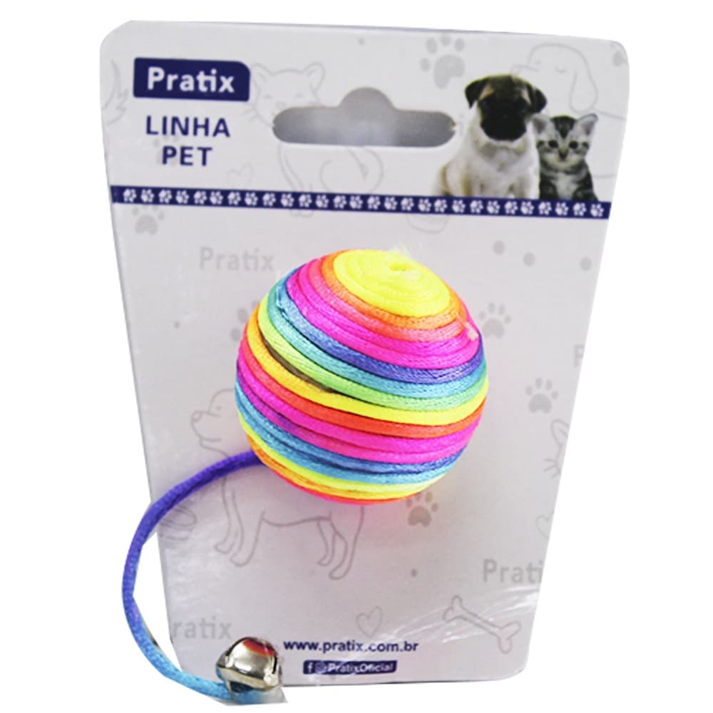 Bolinha P/gato Listrada C/guizo 4cm Color/pet